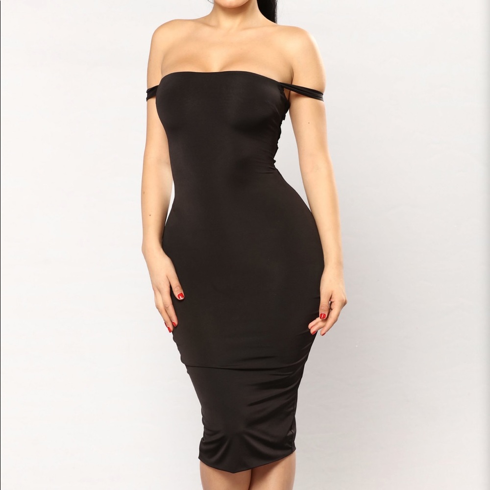 off shoulder black dress